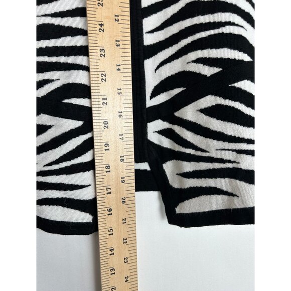 Vintage 90s Cache Sweater Zip Up Cardigan Zebra Safari Print Women's Medium - Picture 4 of 9